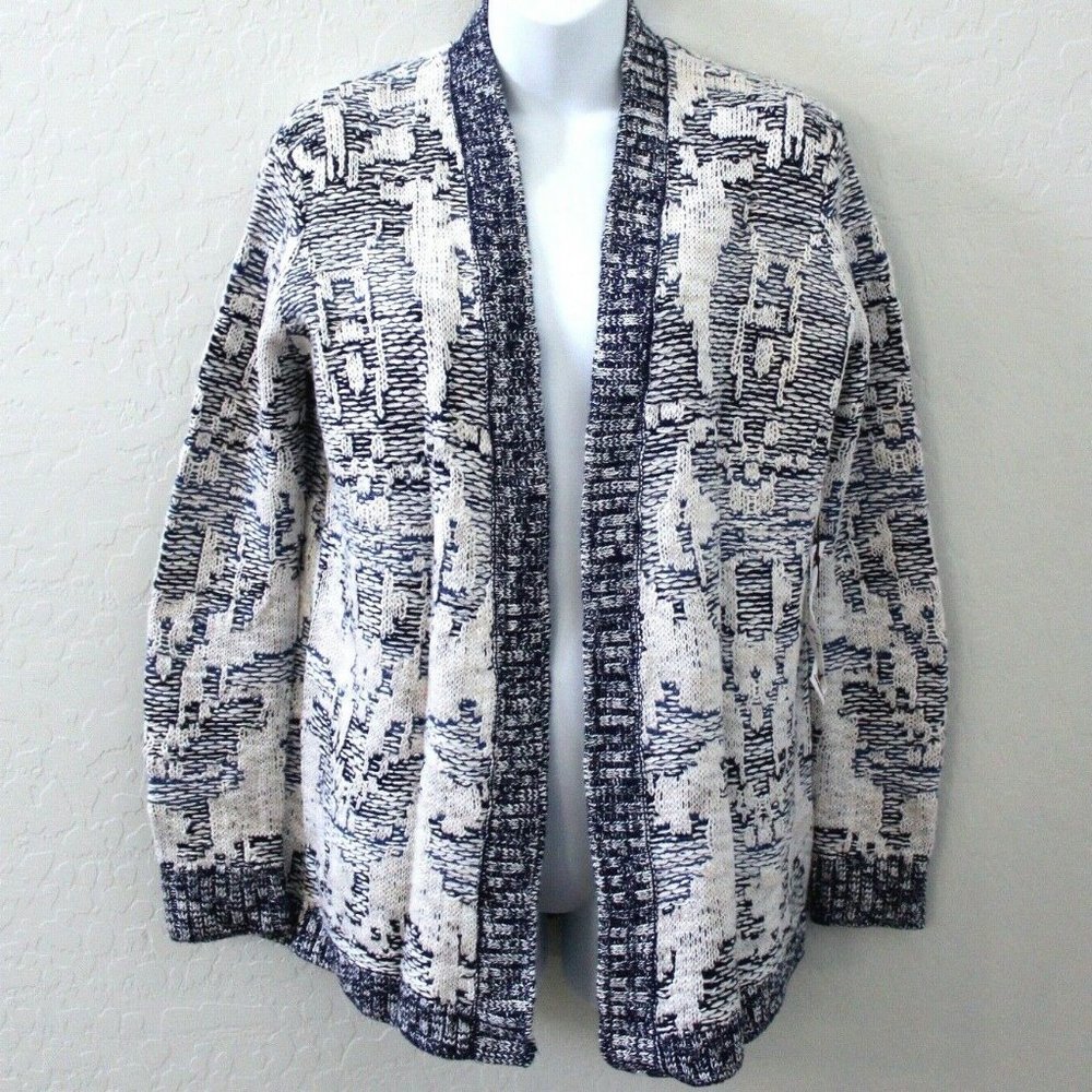 Willow & Clay Cable Open Knit Cardigan Size XS - Blue & White